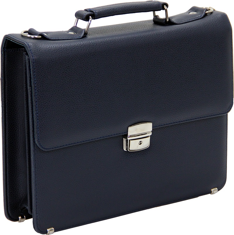 Cambridge Polo Club, 13-14 Inc Locked Synthetic Leather Briefcase, Navy Blue