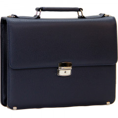 Cambridge Polo Club Plevr2062, Locked Synthetic Leather Briefcase, Navy Blue