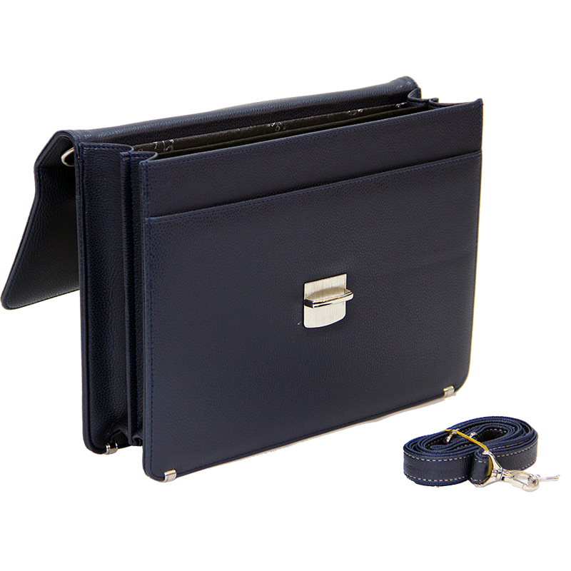 Cambridge Polo Club Plevr2062, Locked Synthetic Leather Briefcase, Navy Blue