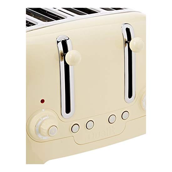 Dualit 46202 4 Slot Lite Toaster In Cream Gloss Finish, Bread Toasters