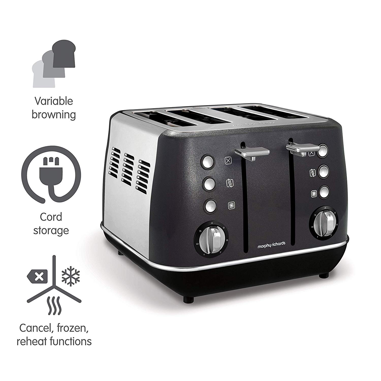 Morphy Richards Evoke 4 Slice Toaster 240105 Black Four Slice Toaster