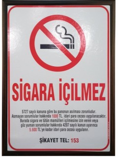 Akyazı Sigara İçilmez Panosu, Ahşap Çerçeve – 35×50