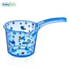 Babyjem Bebek Banyo Maşrapası Şeffaf Desenli Mavi-0