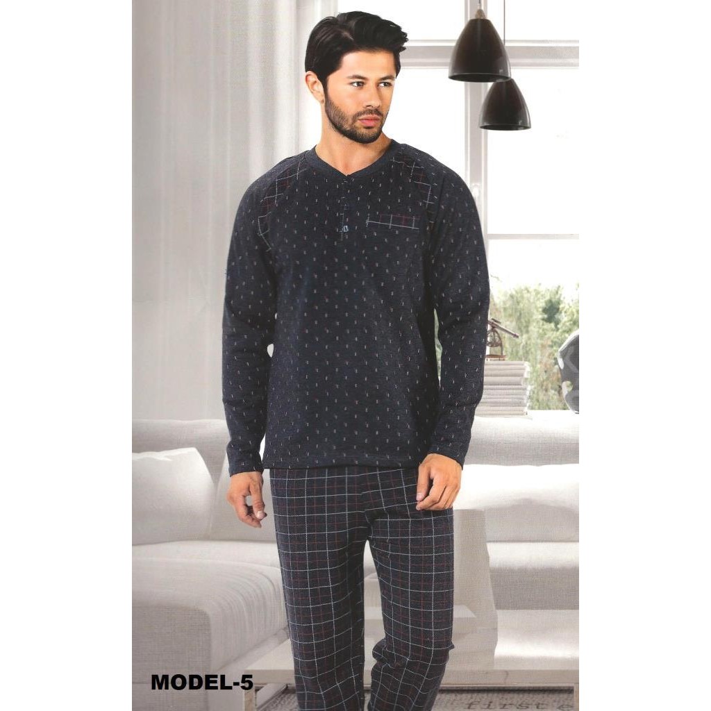 İki İplik Kışlık Şardonlu Erkek Pijama Takımı