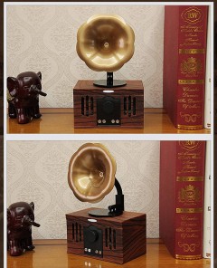 Nostalji Görünümlü Retro Gramofon Tasarımlı Bluetooth Müzik Çalar-1
