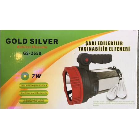 Şarj Edilebilir El Feneri Gold Silver GS-2658