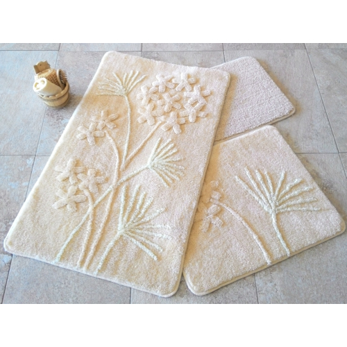 Alessia Home Orkide Bej 3'lü Banyo Takımı Seti