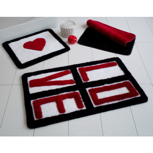 Alessia Home Love Kırmızı 3'lü Banyo Takımı Seti