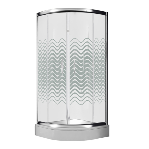 Drophill 4002 100 x 100 Oval Duş Teknesi + 5 mm Wave Çizgili Duşakabin